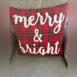 Merry Mistletoe Holiday Cotton Zip Pillow Cover & Feather Insert Merry & Bright